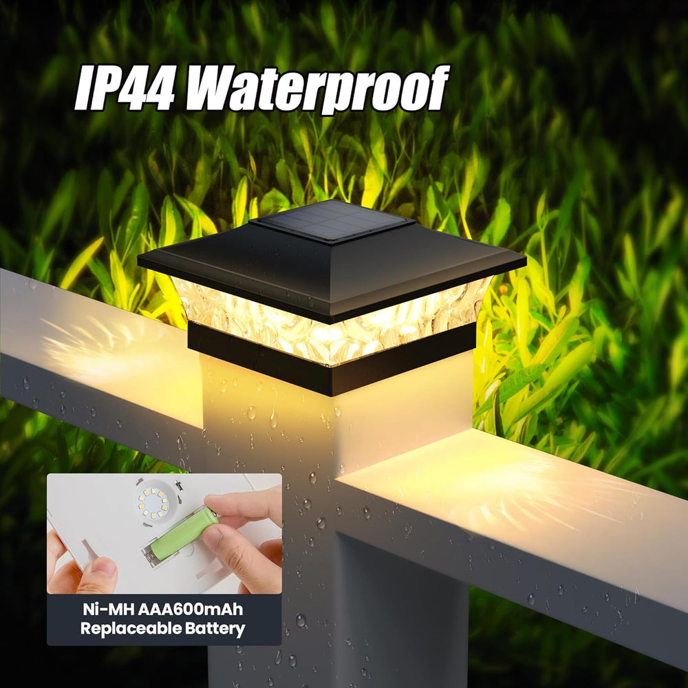 APONUO Solar Post Cap Lights 6 Pack for 4x4 5x5 6x6 Wood & Vinyl Fences -...