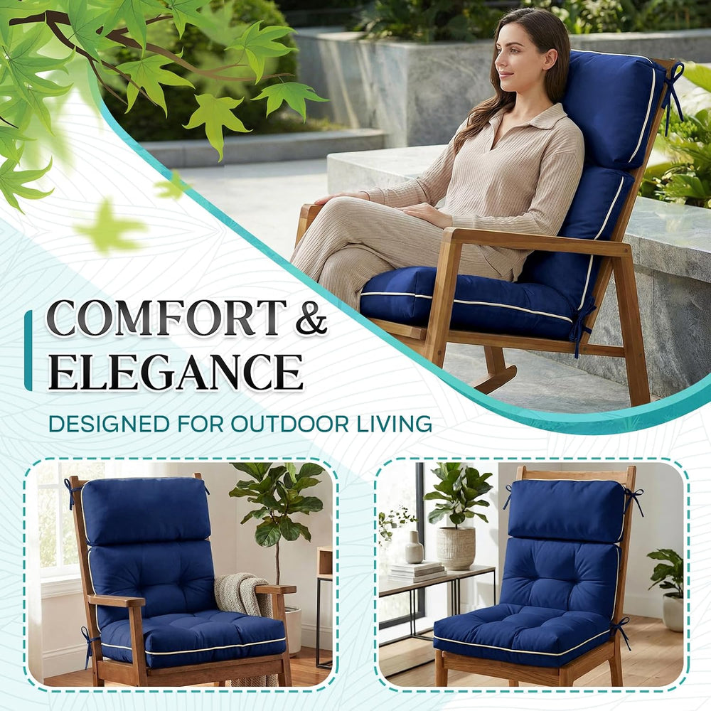 Patio Chair Cushions High Back 44"x22"x4" Thick (Blue)