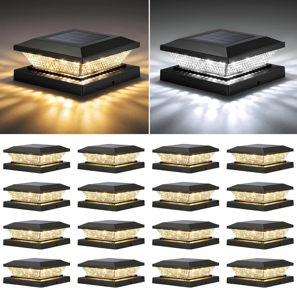 Mlambert 4x4 Solar Post Cap Lights Outdoor 16 Pack, Waterproof Solar Fence Li...