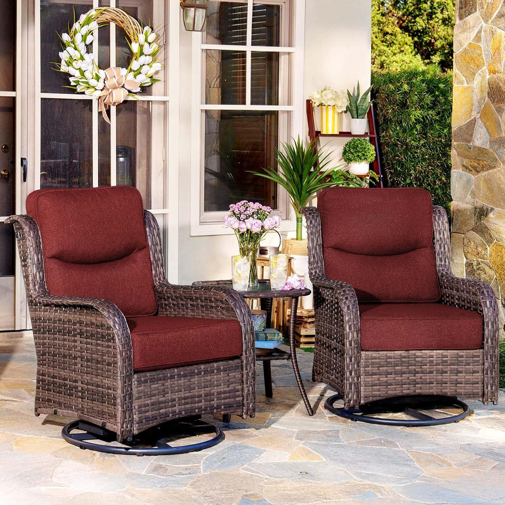 HILLGA 3-Piece Luxury Patio Furniture Set with 6" Thick Cushions, Weathe...