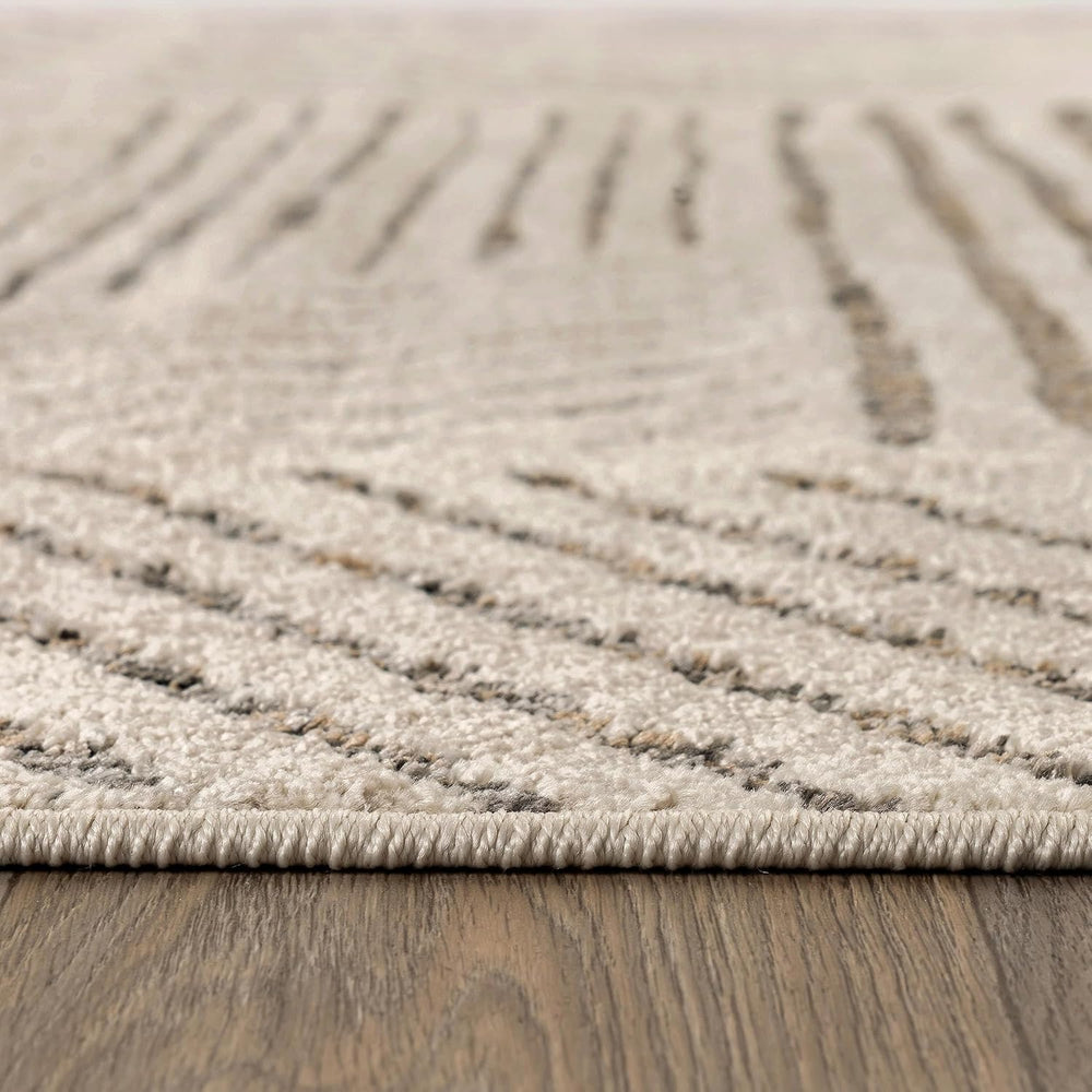 Rugshop Modern High-Low Patchwork Geometric Area Rug Indoor Cream 4' x 6&...