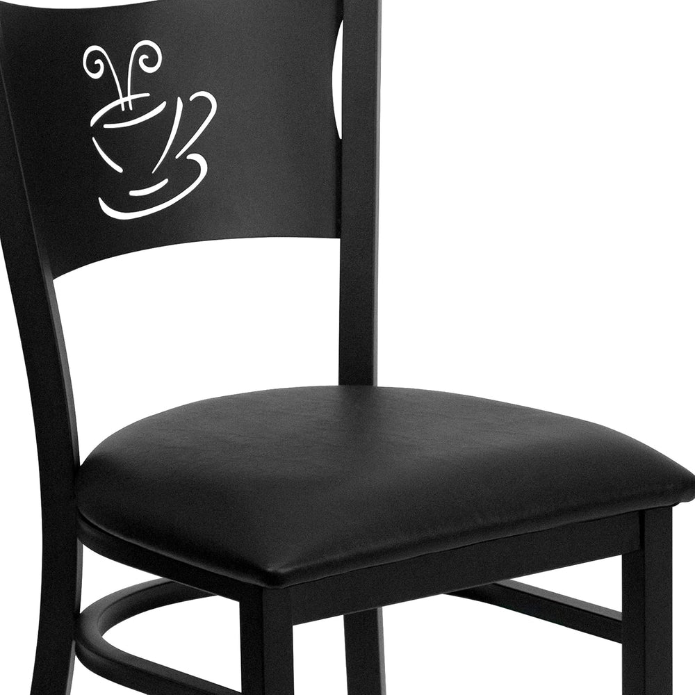 Flash Furniture 4 Pack HERCULES Series Black Coffee Back Metal Restaurant Cha...