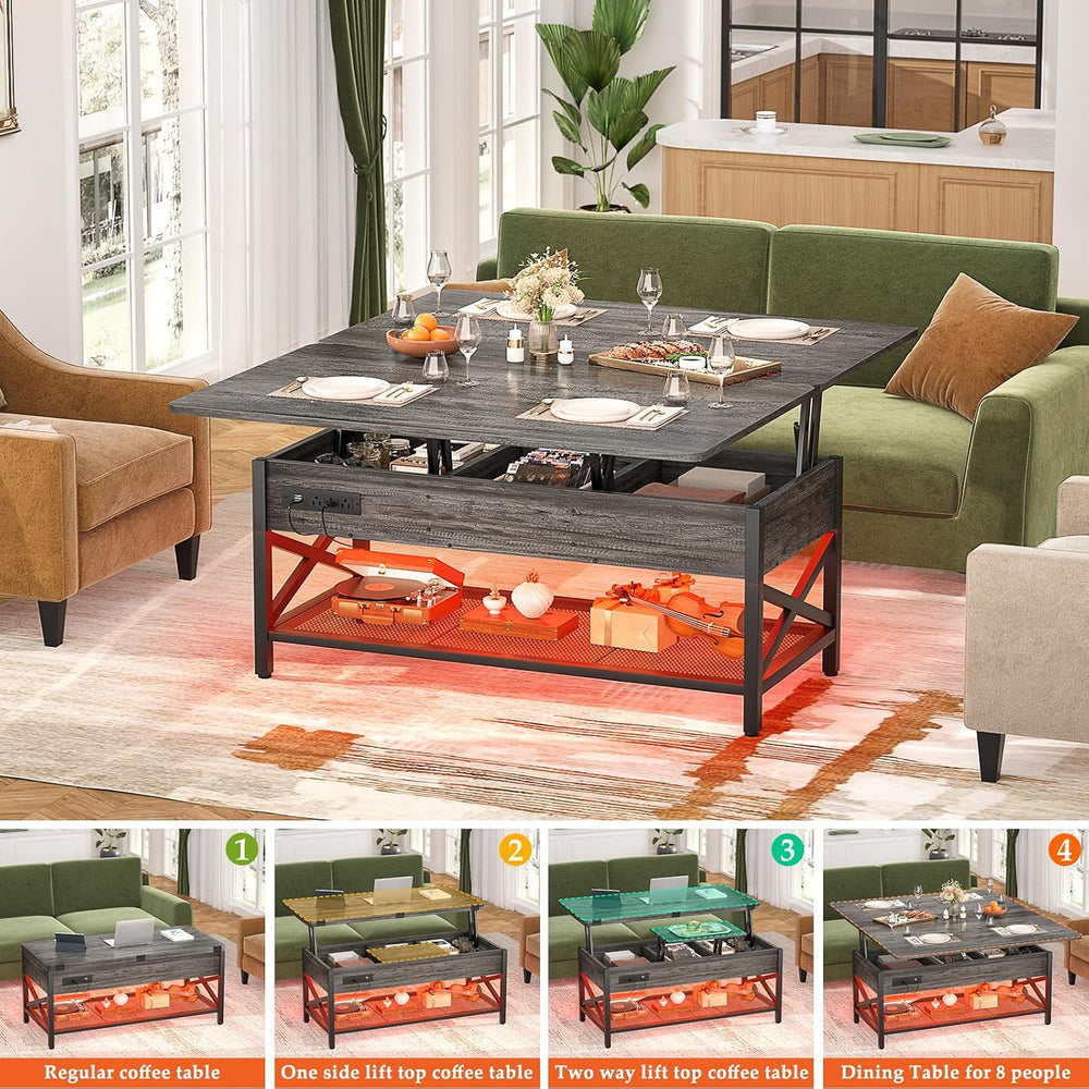 Aheaplus Coffee Table Lift Top Multi-Function Coffee Table Converts to Dining...