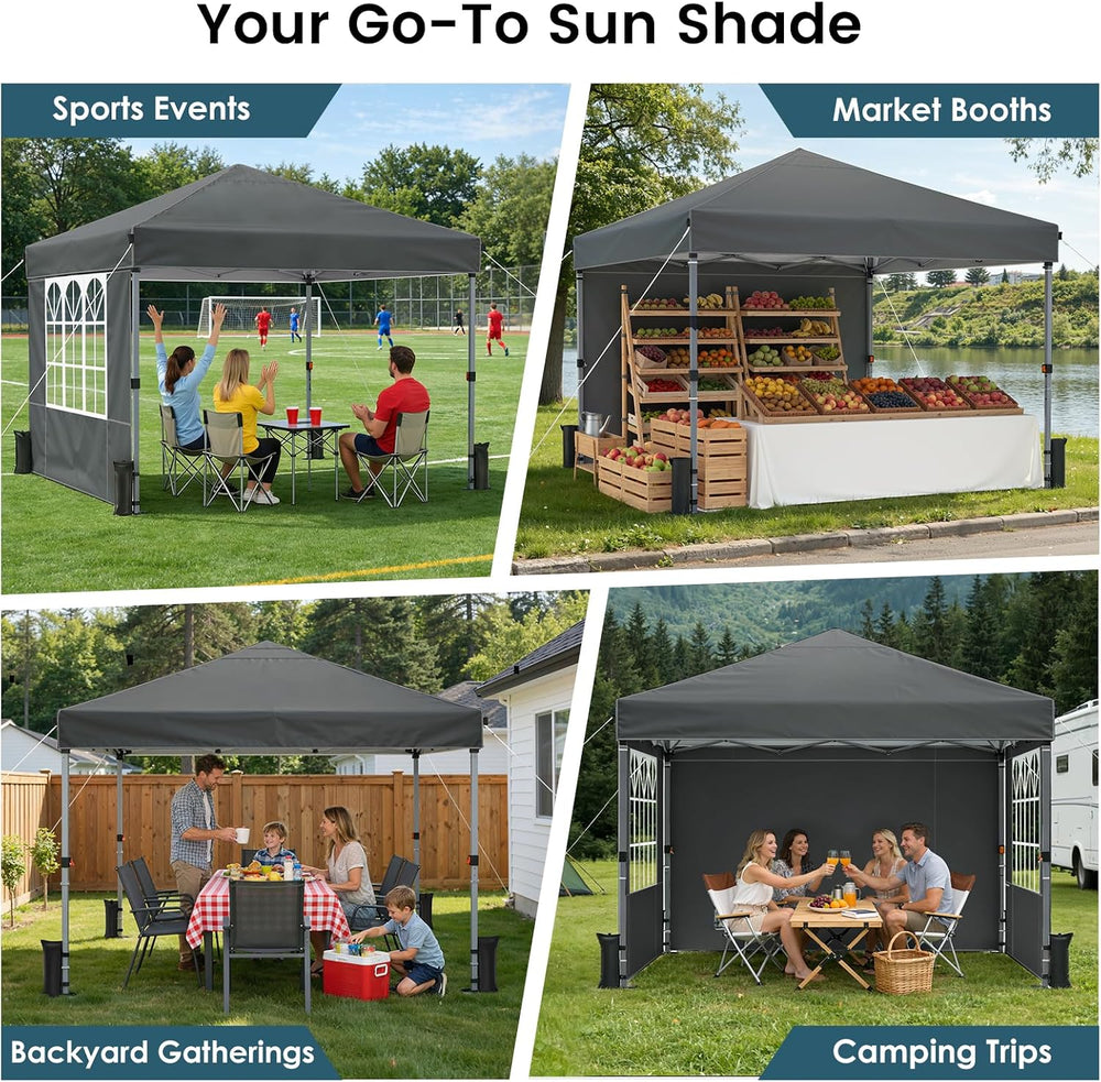Raynesys 10x10ft Pop Up Canopy Tent with Sidewalls for Events, Parties