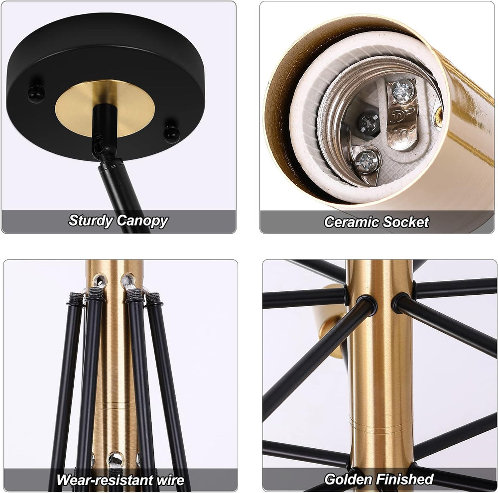 12-Light Modern Sputnik Chandelier, Mid Century Black Gold Ceiling Chandelier...
