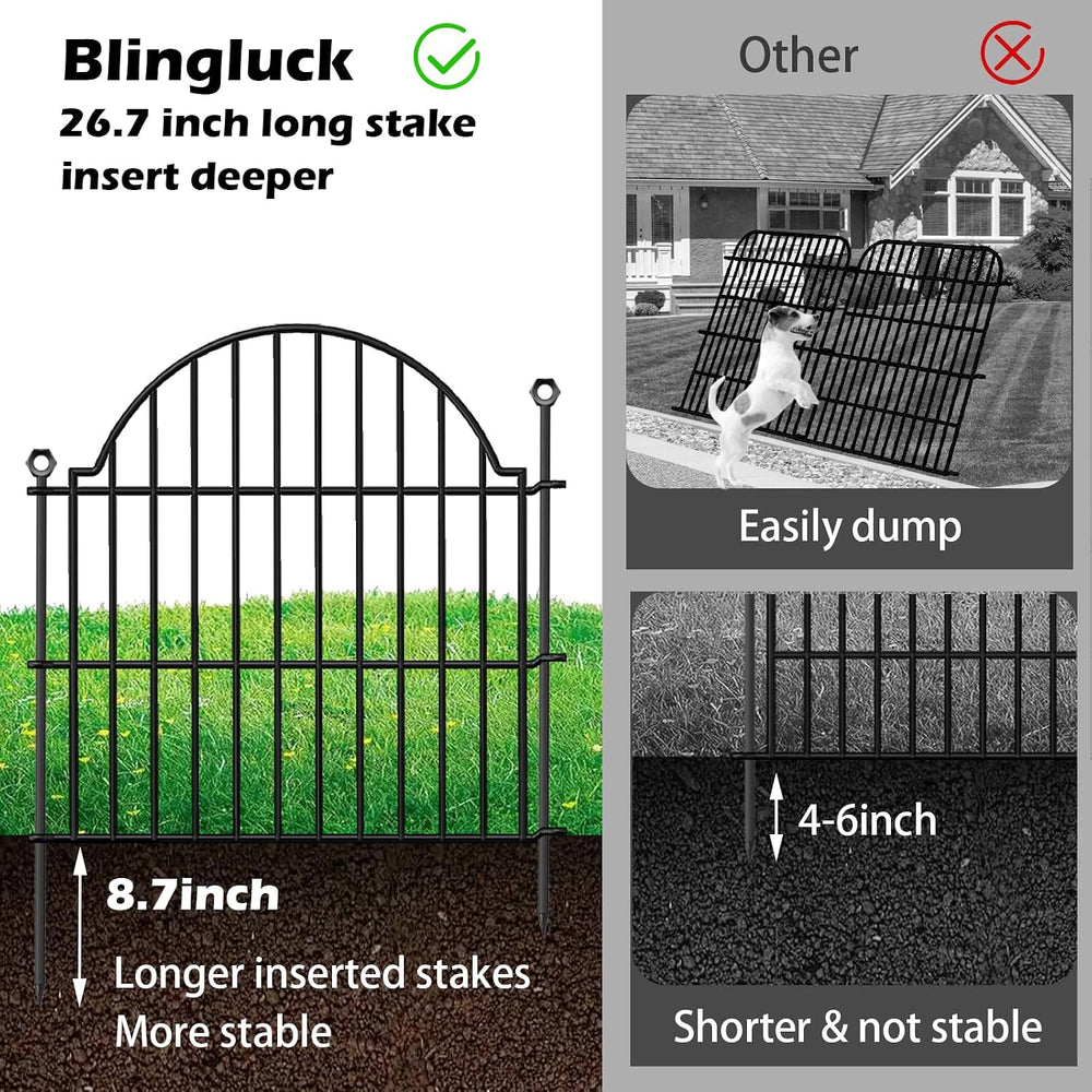10 Panels No Dig Decorative Outdoor Garden Fence, 24in (H) x20ft (L)