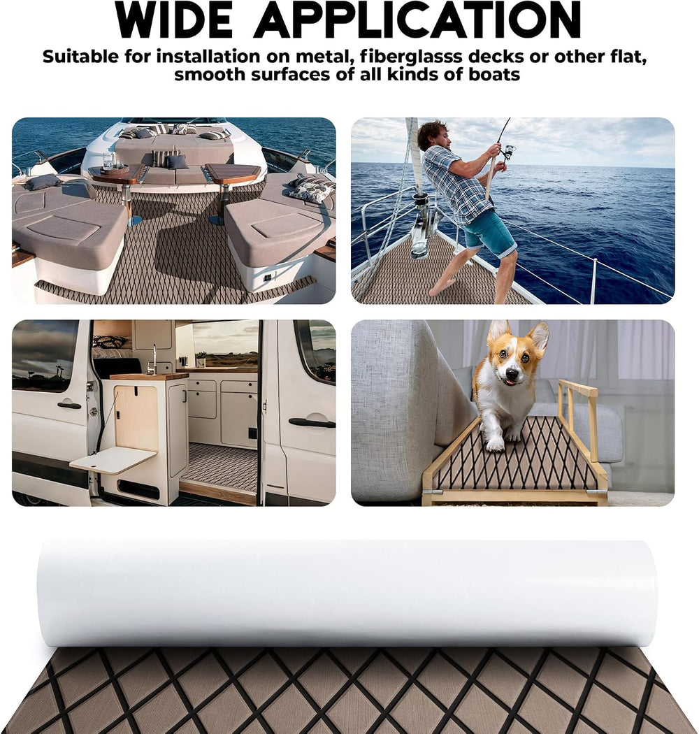 FOCEAN Boat Flooring EVA Foam Boat Decking Diamond Pattern Marine Mat Sheet