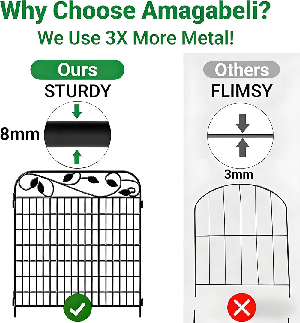 AMAGABELI 4 Panels 44 in(H )X 12 ft(L) Decorative Garden Fence Gate,Dog Fence...