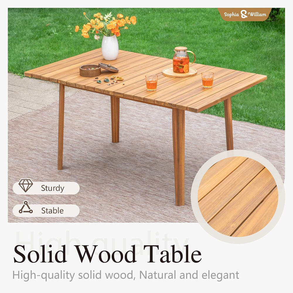 Sophia & William Patio Dining Set, Rattan, Wood Chairs