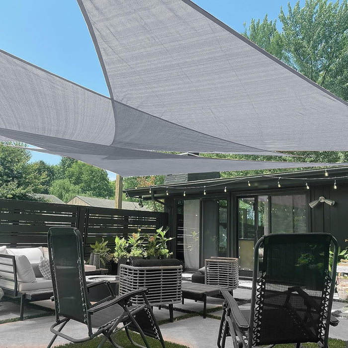 LOVE STORY 12' x 12' x 12' Triangle Sun Shade Sail for Patio, Silver Grey