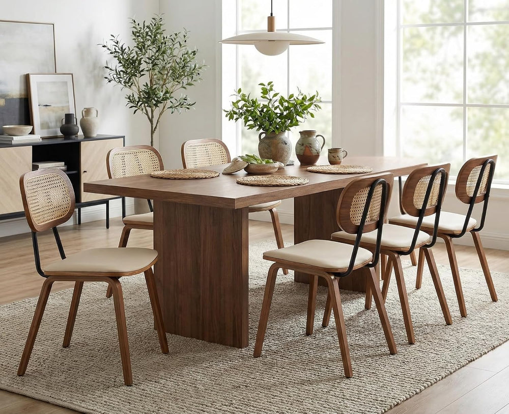 HEAH-YO Modern Dining Chairs Set of 2, Upholstered Faux Leather Dining Room C...