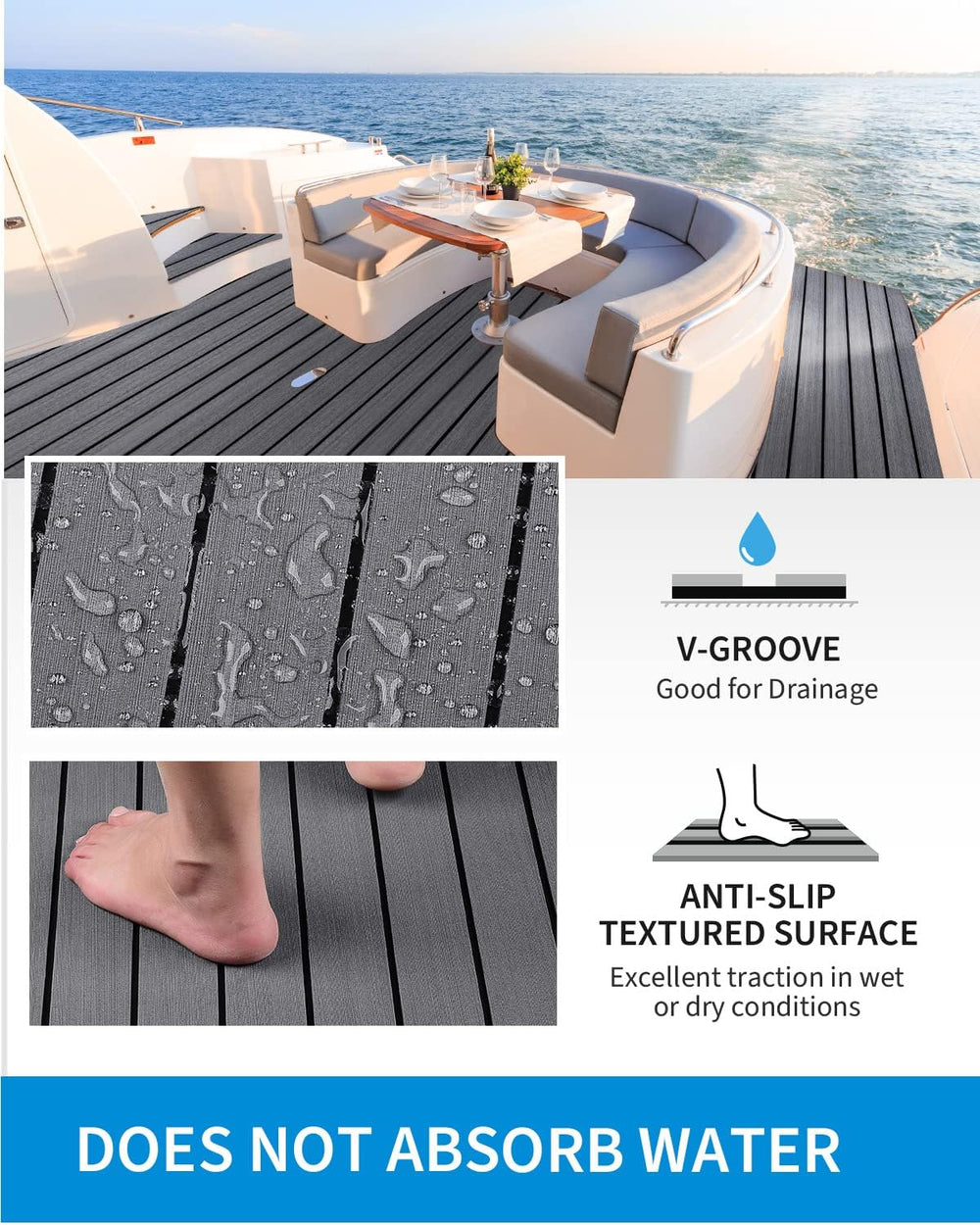 OCEANBROAD Boat Flooring 96''x16.8''/28.8''/36'