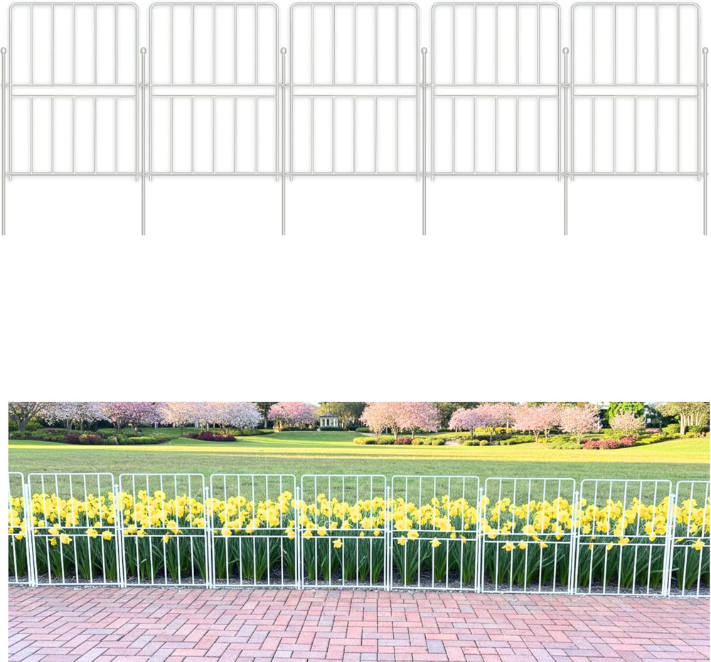 ShopLaLa Decorative Fence (20 Panels) 12.5in(L) x 16.5in(H) Rustproof White M...