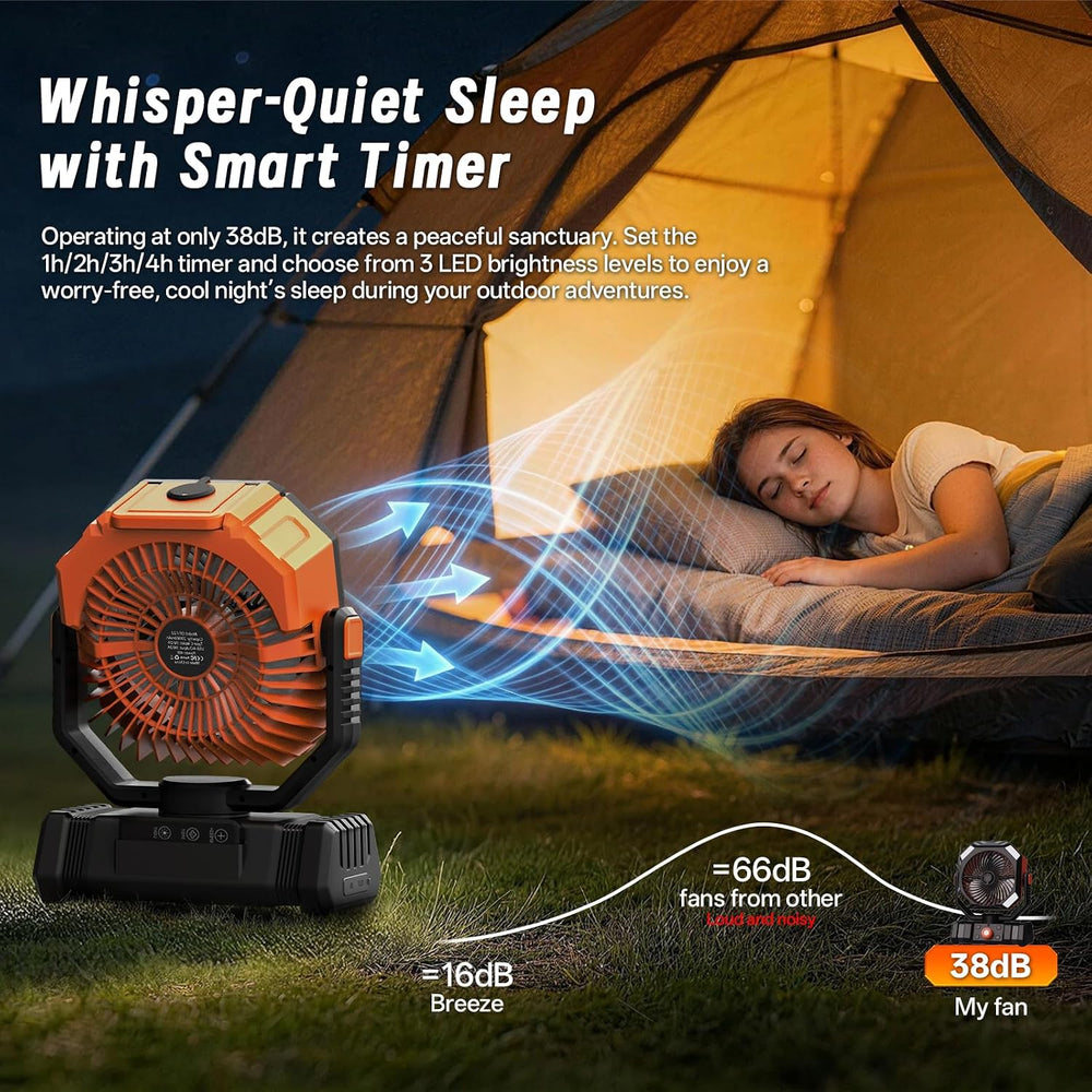 Portable Misting Fan for Camping Beach Parties Patio Picnic Orange