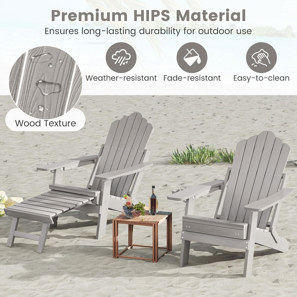 Giantex Folding Adirondack Chair, All-Weather Lounge Chair with Adjustable Ba...