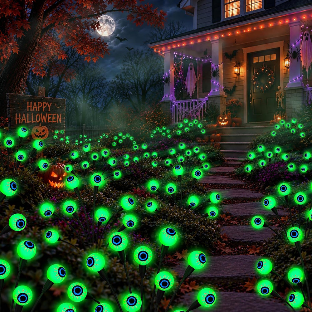 Halloween Decorations Outdoor, 6Pack 48 LEDs Solar Eyeball Lights