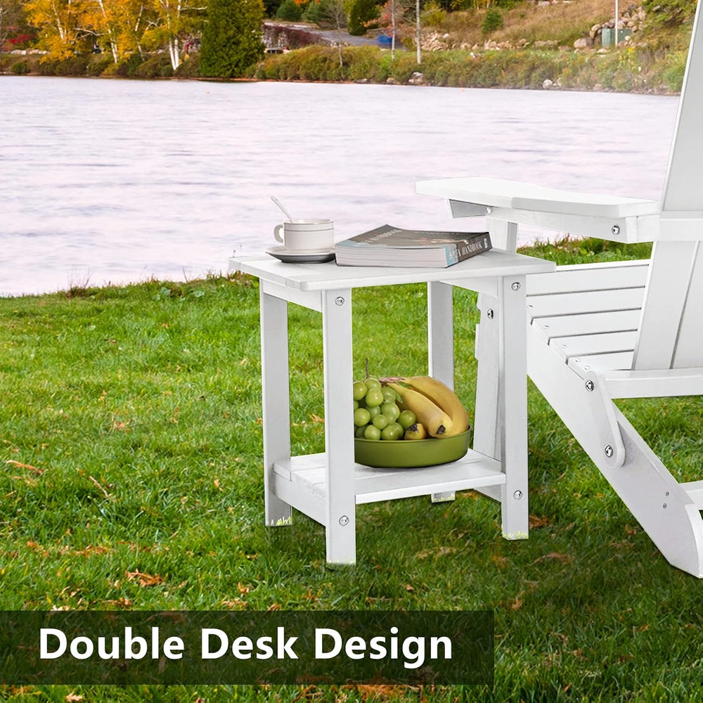 Meluvici Double Adirondack Outdoor Side Table Weather Resistant, Patio Rectan...