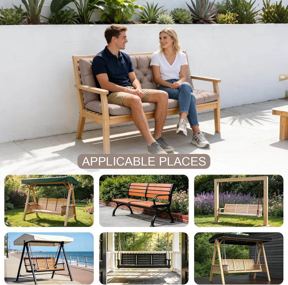 Porch Swing Cushions, Outdoor Swing Replacement Cushions 3 Seater with Backre...