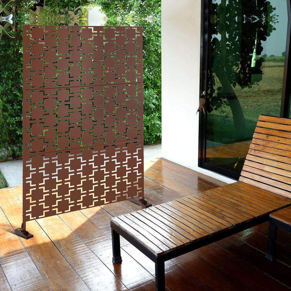 Elevens Patio Privacy Screen Balcony Decorative Screen Set with Stand, Outdoo...
