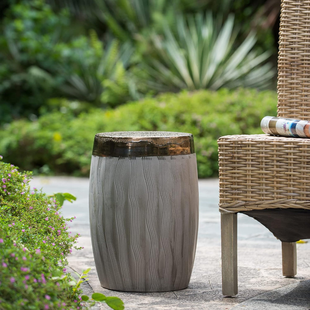A&B Home Wave Pattern Stool - Drum Shape Ceramic Stool, Decorative Multip...