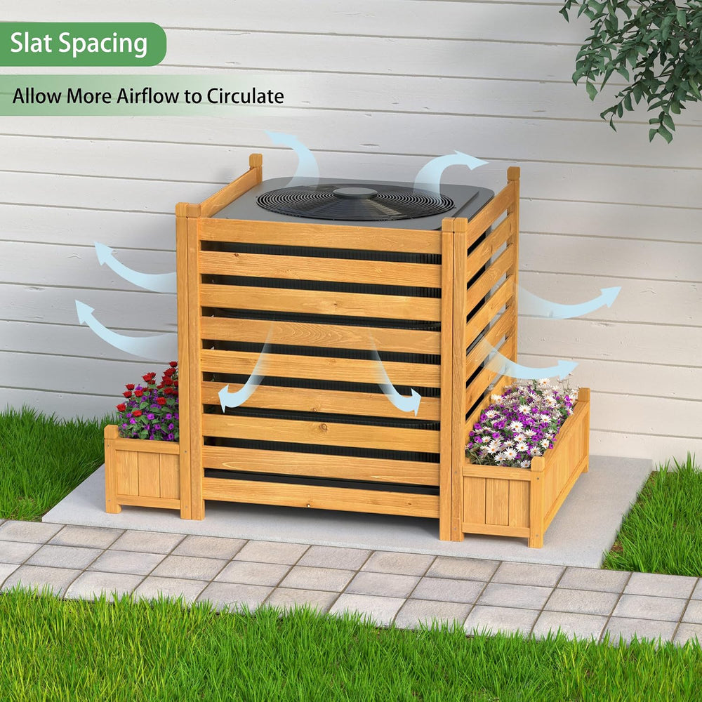 GDLF Air Conditioner Fence, Outdoor Wood AC Unit Privacy Screen, 3-Panel