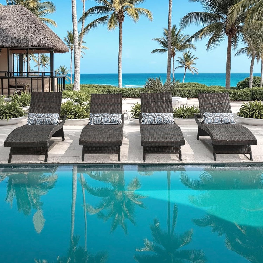 79'' Long Reclining Chair Set of 2 with Cushions, Adjustable Patio Ch...