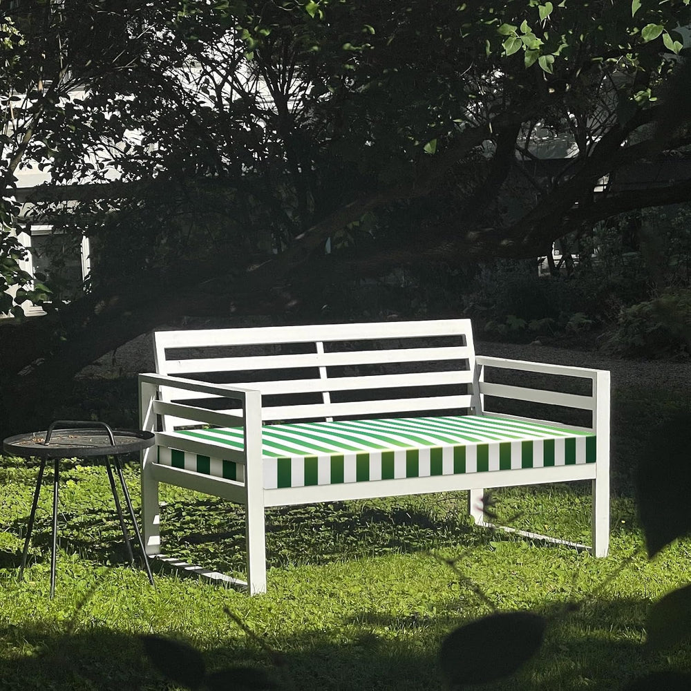 PNP FKJP Outdoor Bench Cushion 48x18x3 Inch, Green White