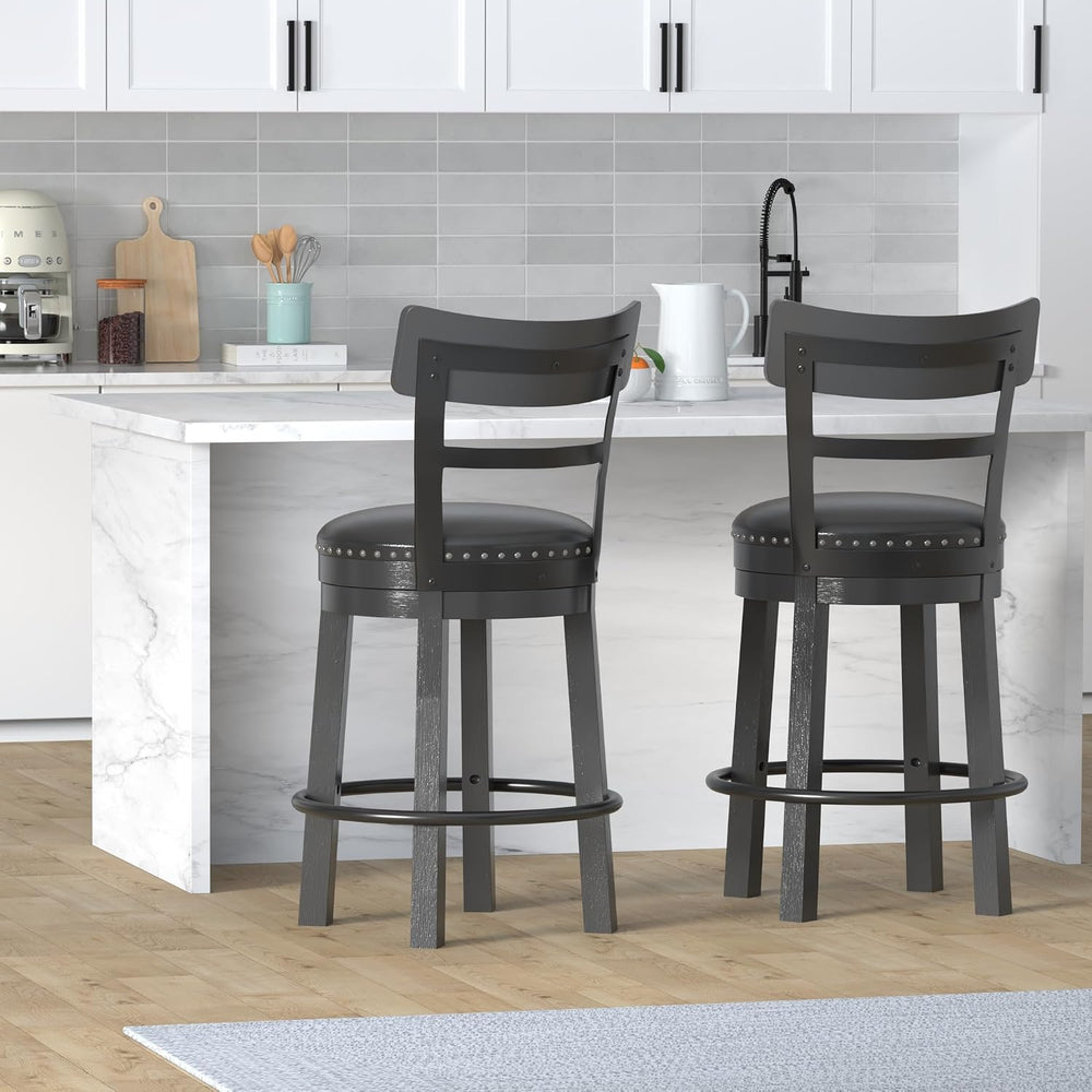 Signature Design by Ashley 1-Piece Counter Height Bar Stool, Black Swivel