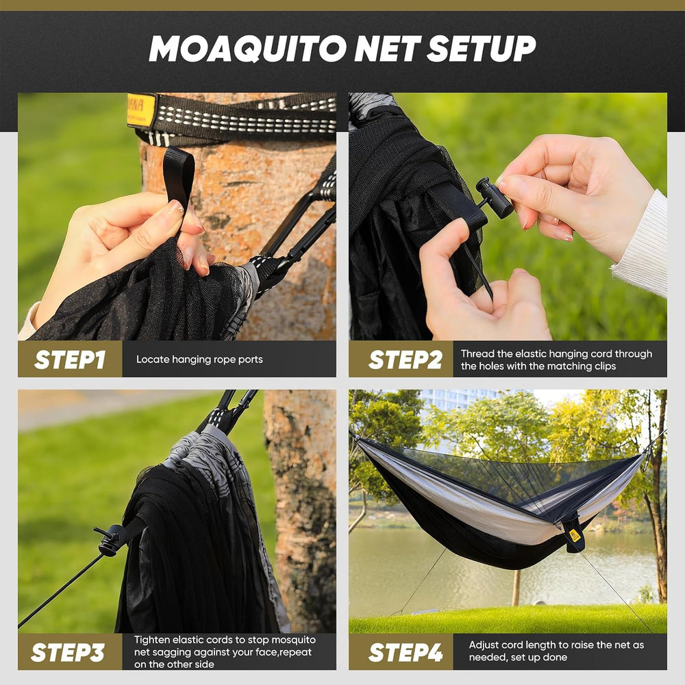Camping Hammock with Mosquito Net, 500 lbs Portable Hammock with Tree Straps,...