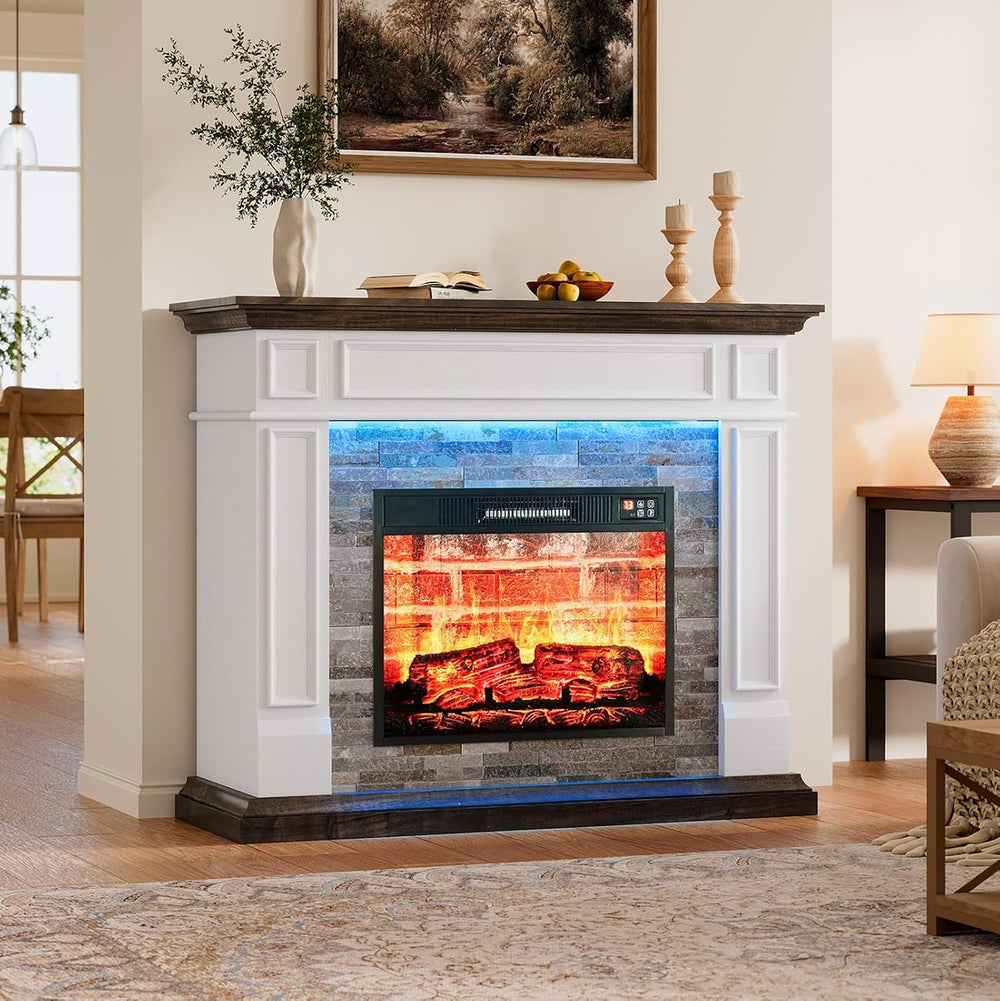 Naice 44" Electric Fireplace Mantel with LED Light & 23in Insert Heater