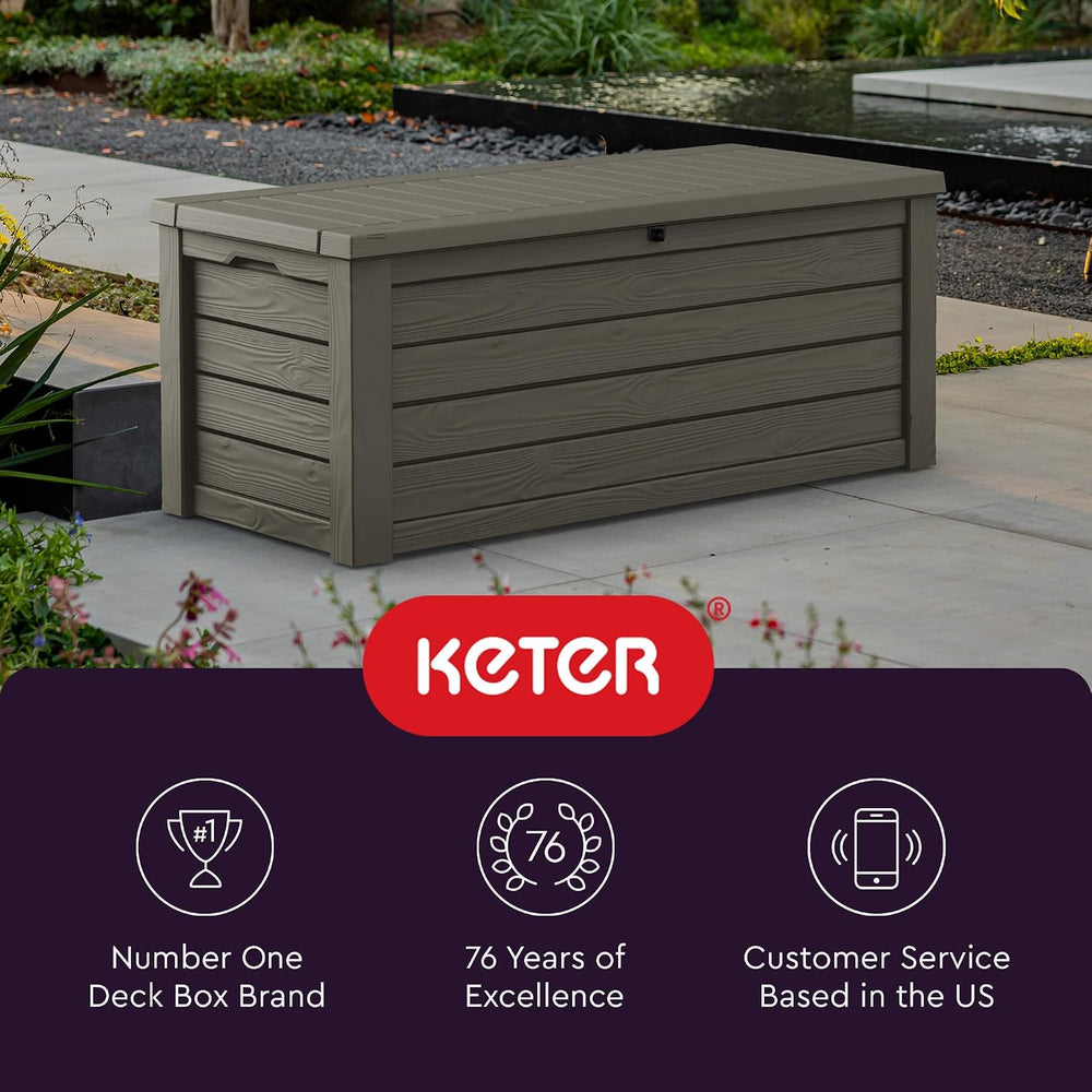 Keter Westwood 150 Gallon Resin Large Outdoor Storage Box for Patio Furniture...