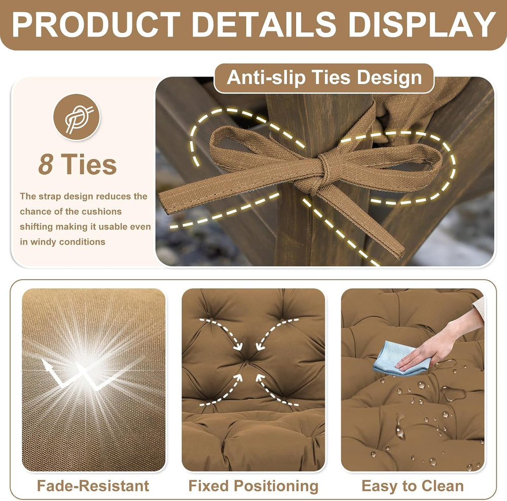 40" Porch Swing Cushions Outdoor, 5" Thick Waterproof 2-3 Seater