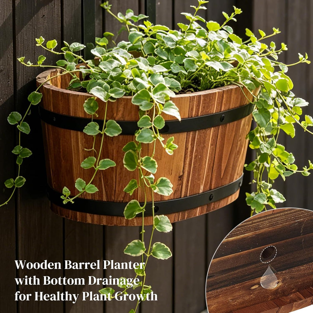 Railing Planters, 2‑Pack Hanging Flower pot, plant window hanger Bucket Pot