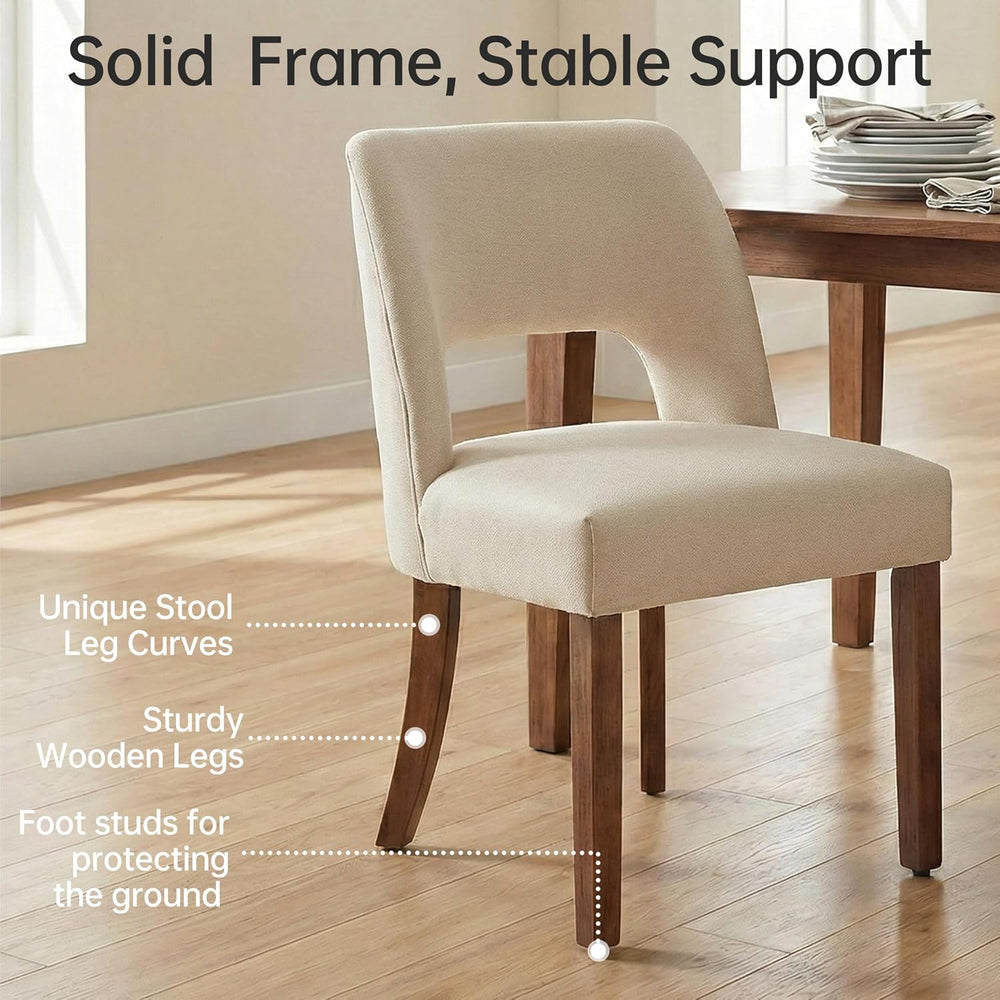 keoni Wooden Dining Chairs Set of 2 with Rubberwood Legs and Open Back