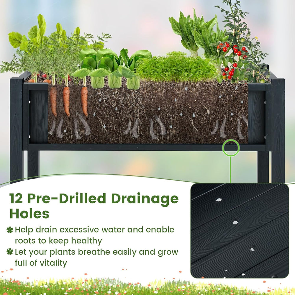 GIANTEX HIPS Raised Garden Bed, Elevated Planter Box w/Legs, Storage Shelf, D...