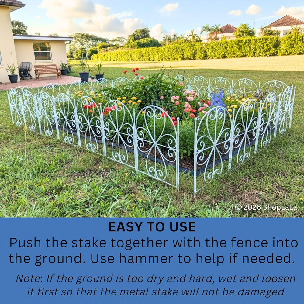 ShopLaLa Garden Fence (10 Panels) 12.5inx16.5in White Metal Wire Fencing