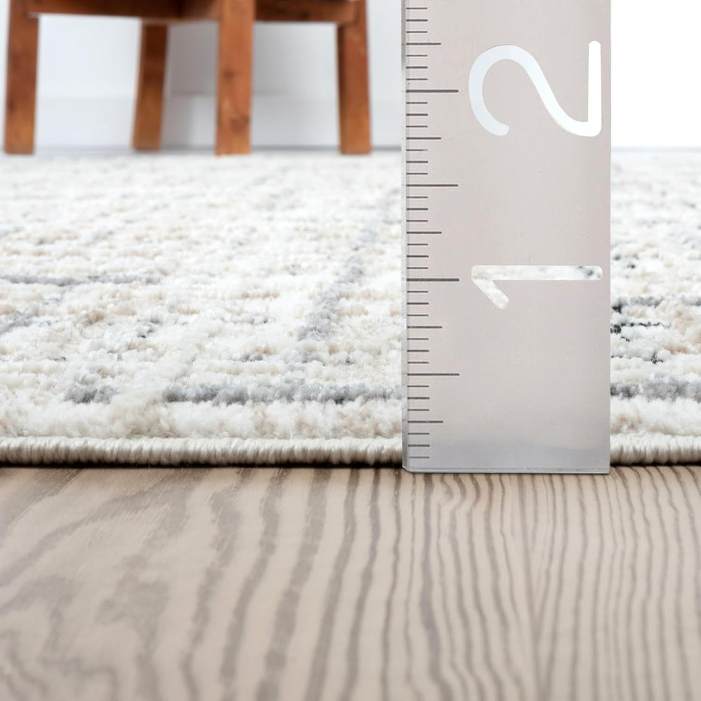 Abani Grey Area Rug for Living Room, Bedroom - Crosshatch Pattern- 4' x 6...
