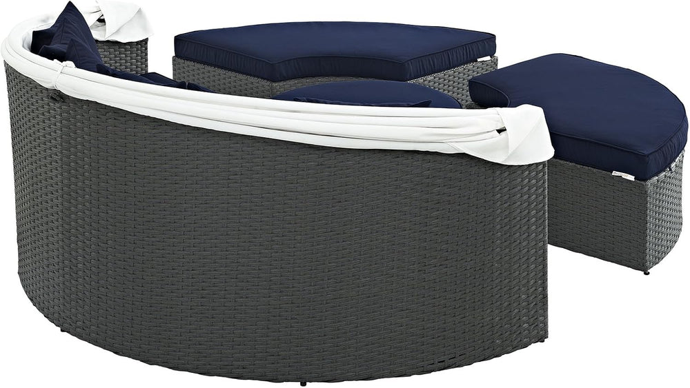 Modway Sojourn Outdoor Patio Sunbrella Sectional Daybed with Canopy in Canvas...