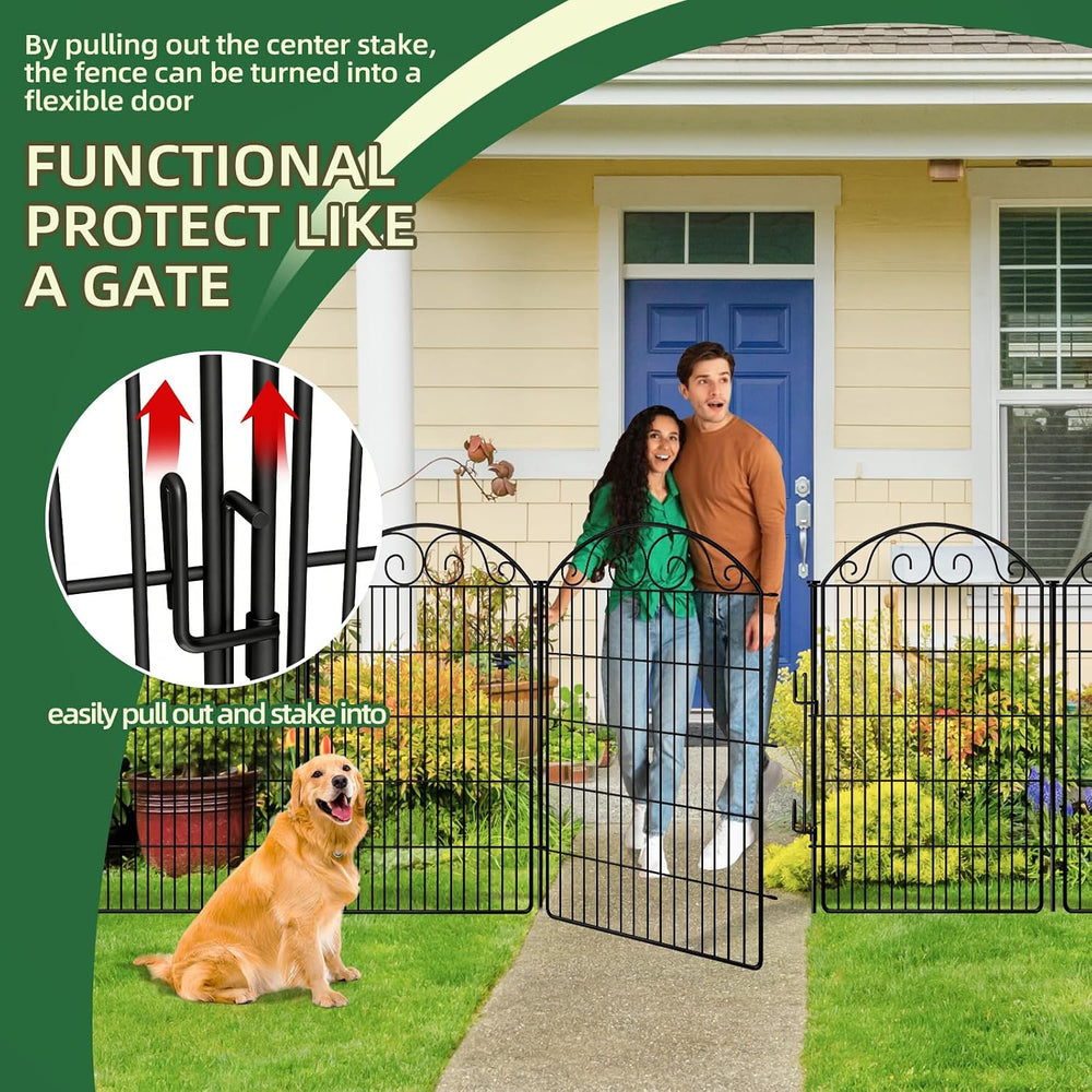 COLRASN 5 Panels No Dig Decorative Garden Dog Fence Outdoor for Yard, 48in(H)...