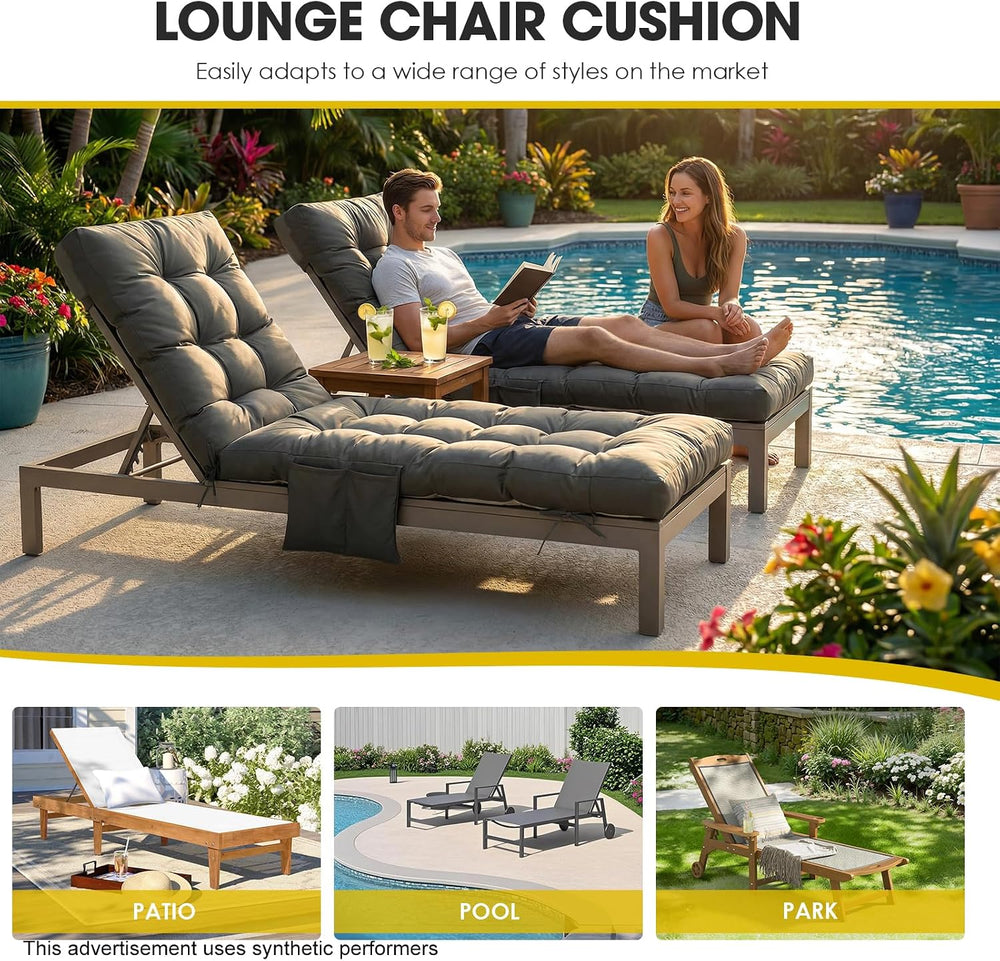 Yddsky Outdoor Chaise Lounge Chair Cushion,72"x22"x4" Lounge C...