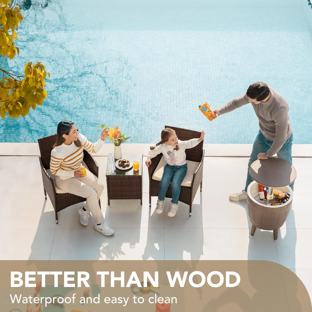 Devoko 3 Piece Patio Furniture Set Outdoor Wicker Conversation (Brown)