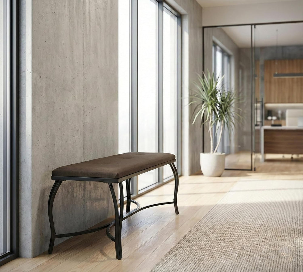 Mango Steam Vienna Mocha Brown - Entryway Bench - Powder Coated, Upholstered,...