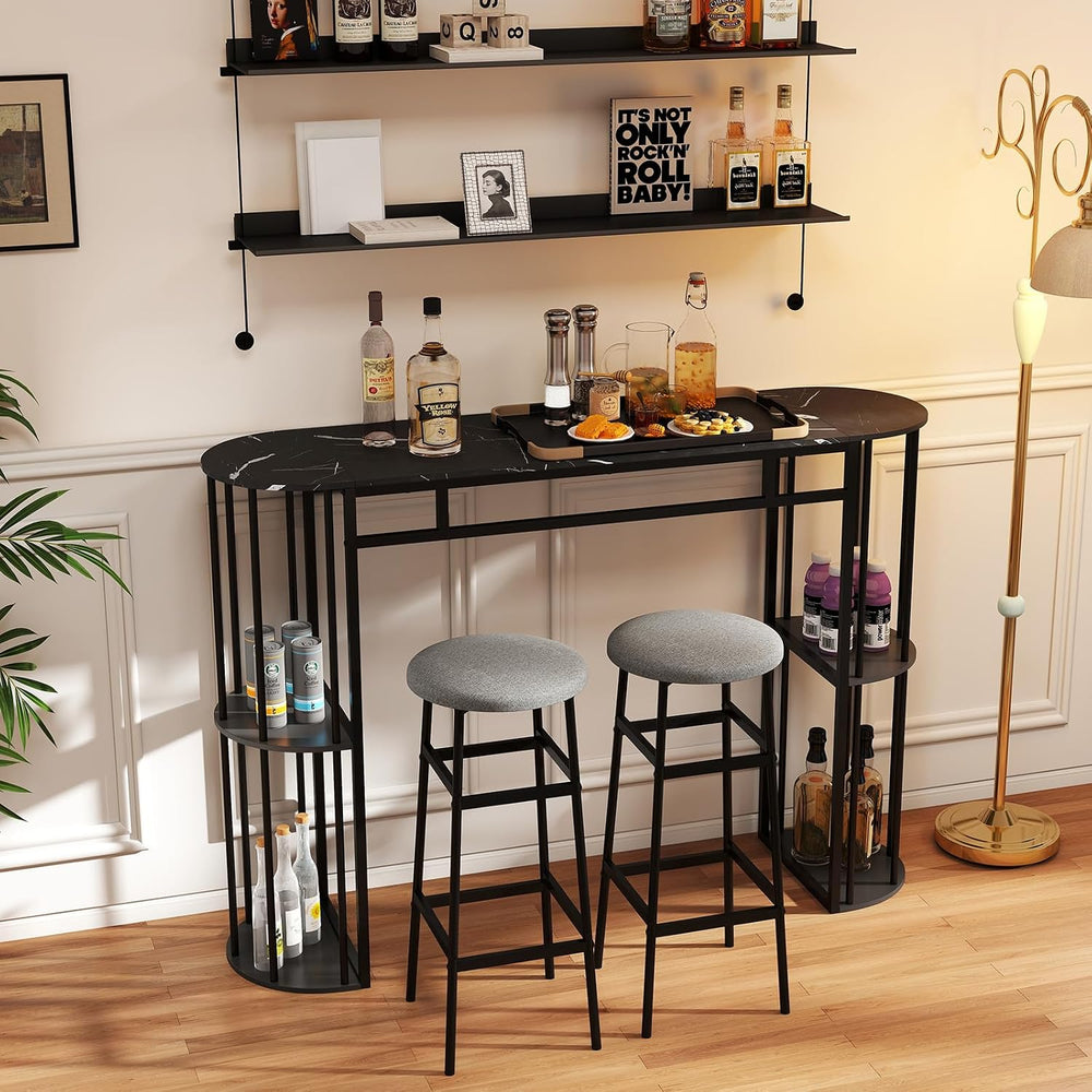 COSTWAY Bar Table, 60-Inch Long Pub Rectangular High Top Pub Table