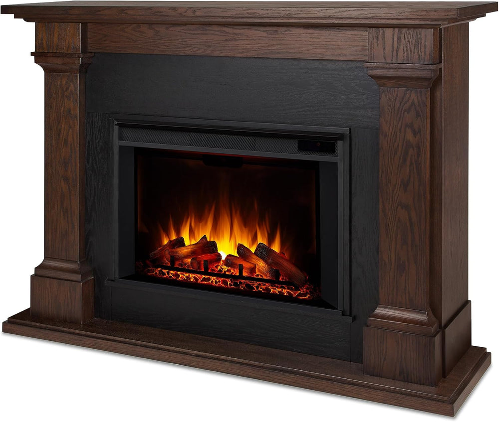 Real Flame Callaway 63" Grand Electric Fireplace with Mantel in Chestnut...