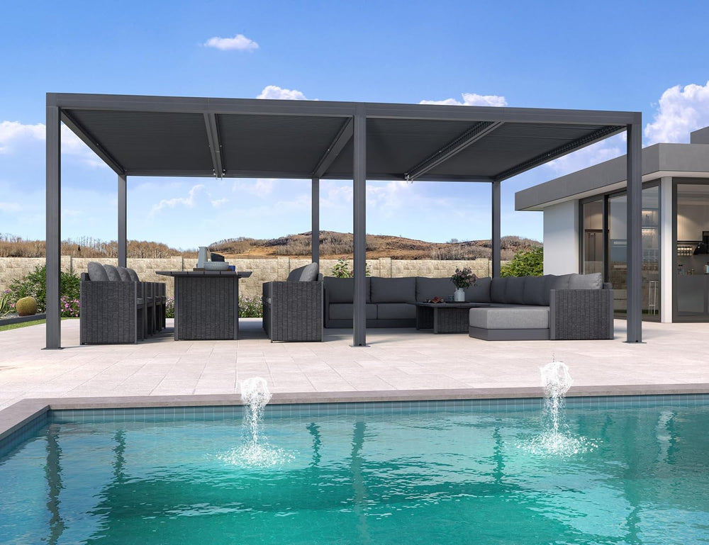 PURPLE LEAF Louvered Pergola 14' x 20' 94AS with Four Adjustable Roof...