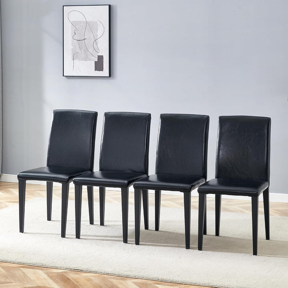 Black Dining Chairs Set of 4,Armless Kitchen Room Chair for Dining
