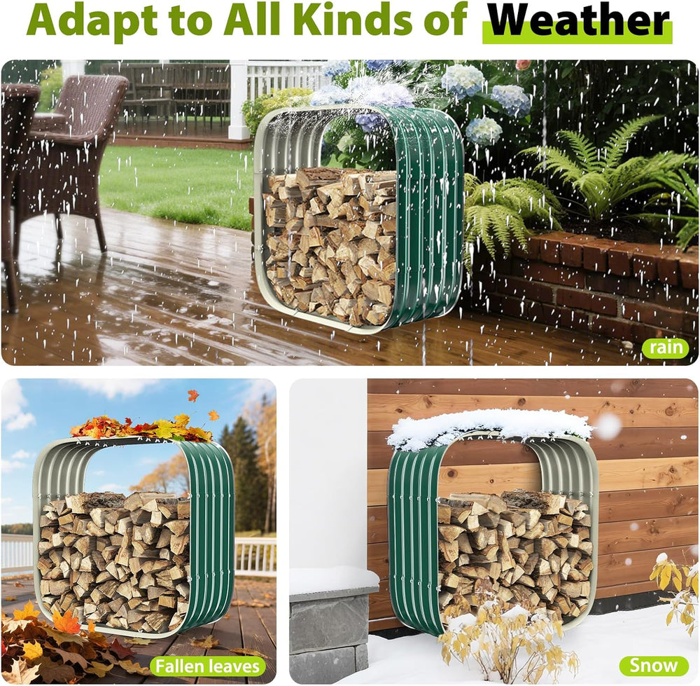 27.5 X 27.5 Inch Square Green Firewood Rack,Log Storage Outdoor / Indoor