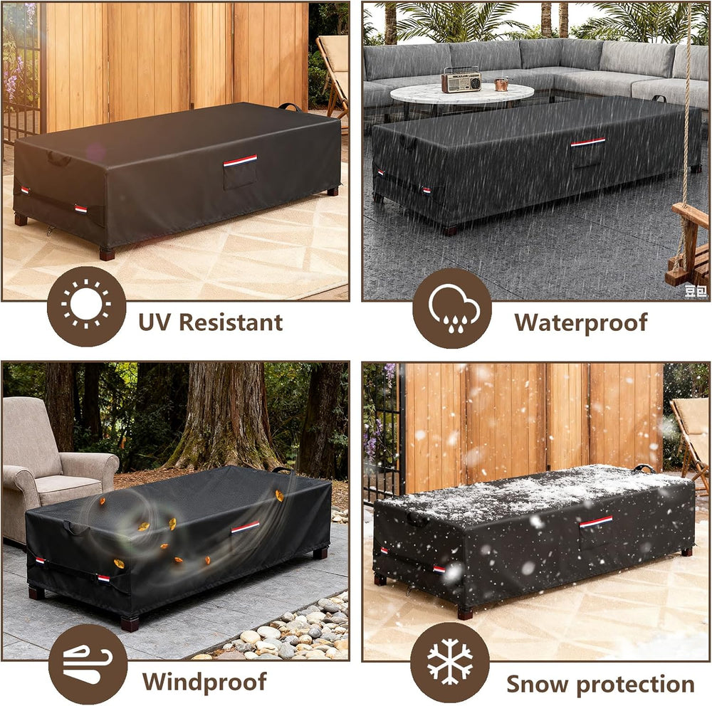 Rectangular Fire Pit Cover 56 inch,Heavy Duty 600D Waterproof Propane Gas Fir...