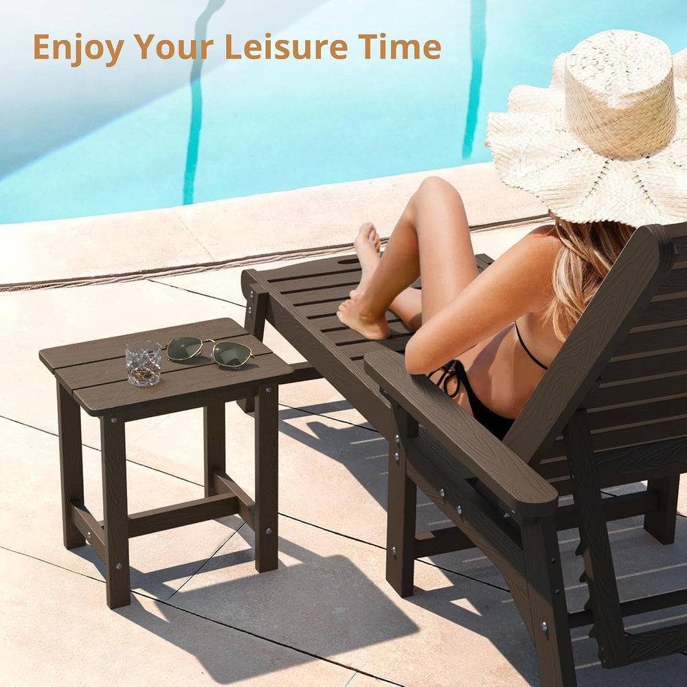 LUE BONA Outdoor Side Table, HDPS Small Outdoor Adirondack Side Tables, Outsi...