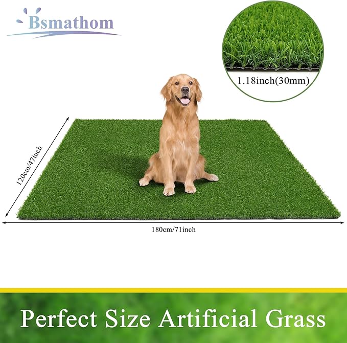 Bsmathom Artificial Grass Rug Indoor Outdoor Rug, 4x6Ft Artificial Grass Area...